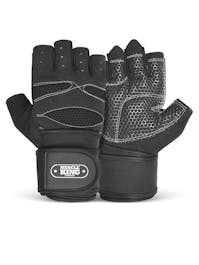 Muscle King Nutrition Gym / Fitness Gloves with Wrist Support - Black