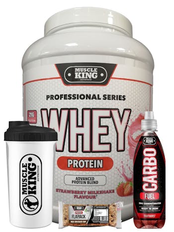 Muscle King Nutrition Whey Protein 2kg - Special Offer - Free Shaker - Free Flapjack - Free Carbo Load Drink