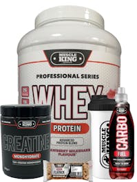 Muscle King Nutrition Whey Protein 2kg - Plus Creatine 500g Bundle Plus - Free Shaker - Free Flapjack - Free Carbo Load Drink