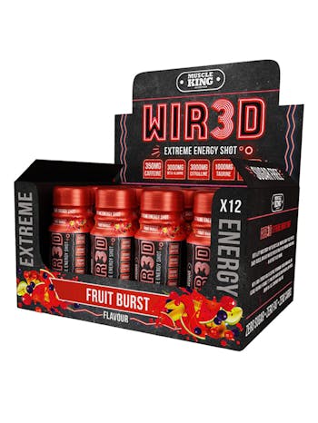 Muscle King Nutrition WIR3D Extreme Energy Shot - Pre Workout Shots - 12 x 65ml Shots